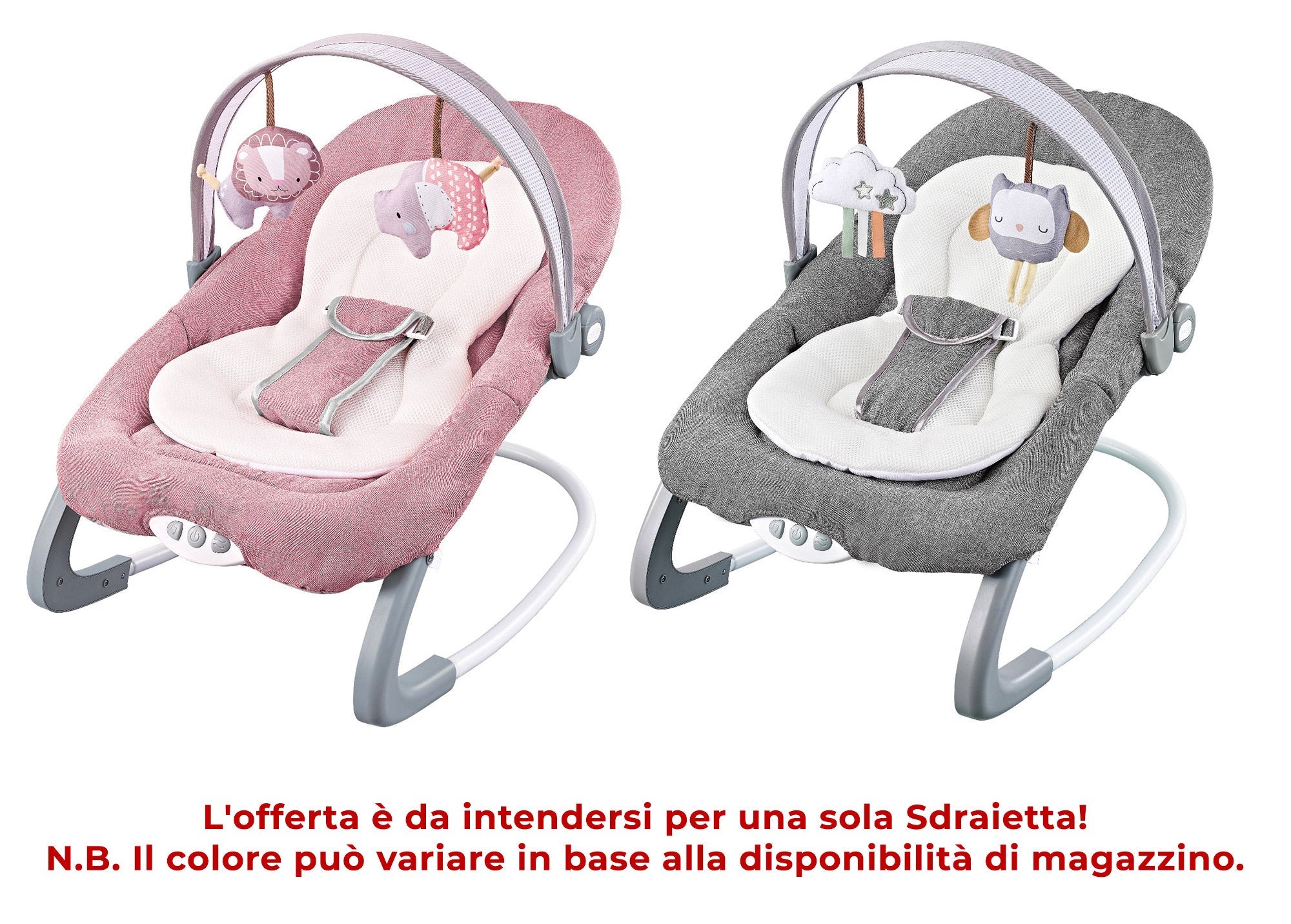 Sdraietta Dondolo con Musica per Bambini 60x68x42 cm  in Acciaio e Poliestere Baby Soft