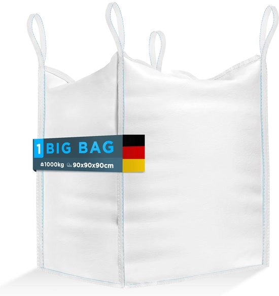Borsa grande per imballaggio (1 pezzo) 1000 kg | Pacco grande 90x90x90 cm | Pacco per giardino Sostenibile e riciclabile | Pacco grande ideale per cantiere, giardini, sabbia, rifiuti e legno
