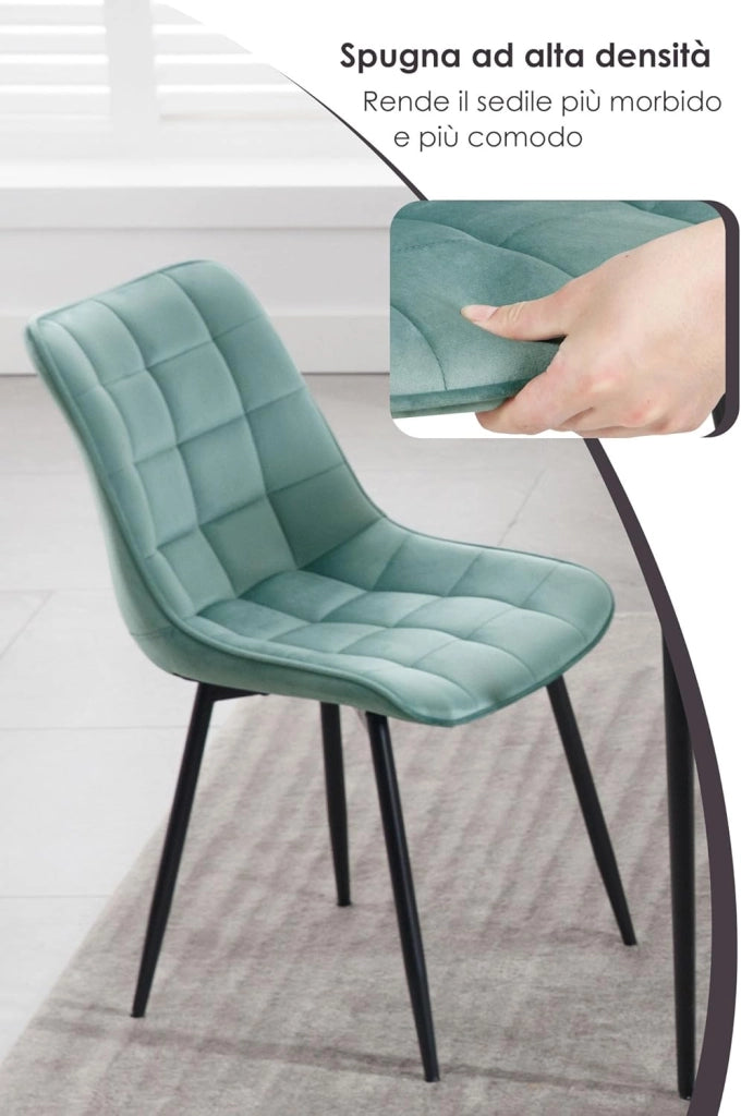 Sedie da Pranzo con Schienale senza Braccioli Sgabello in Velluto per Cucina Turchese BH142ts-8