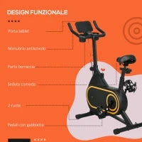 Cyclette Magnetica con Volano da 4kg, Manubrio e Sellino Regolabili