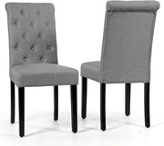 2 Seide Sala da Pranzo 43 x 61 x 100 cm, Seidie Cucina Laterali in Tessuto Rivestito con Gambe in Legno di Gomma, Tessuto di Lino Traspirante e Spugna ad Alta Densità (Grigio)