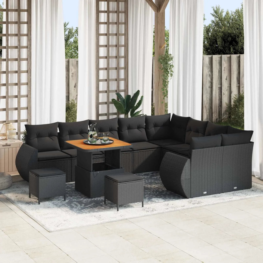 Set Divano da Giardino 12 pcs Nero polyrattan 3361909