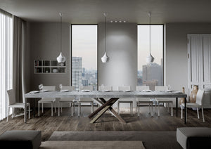 Tavolo Allungabile 120/380x90 cm Volantis Premium Cemento Gambe Multicolore 4/C