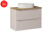 Set mobili bagno 80 cm con piano e lavabo da appoggio Beyond Nova Cashmere 80 x 1401 x 40 cm