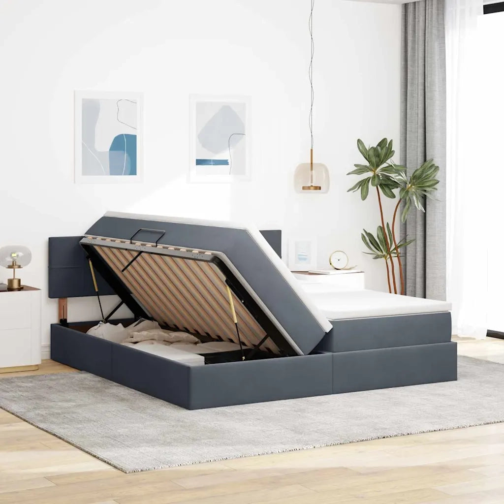 Letto con Contenitore con materasso Grigio scuro 90 x 200 cm