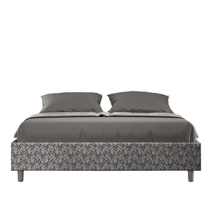 Letto Matrimoniale 160x210 cm con Rete e Contenitore Giroletto con Alzata Comoda Imbottito in Tessuto Era Azelia Blu