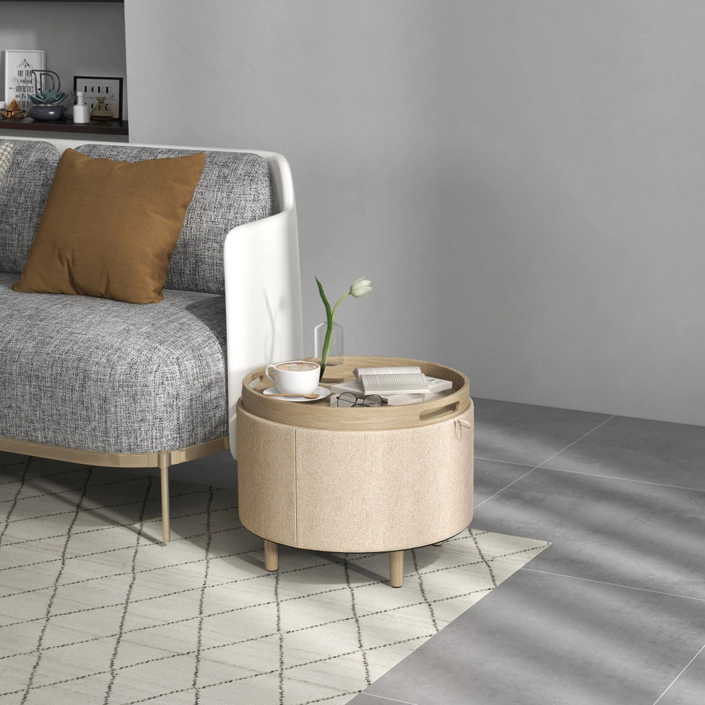 Pouf con cuscino e vano ¨C Minimal ¨C legno beige