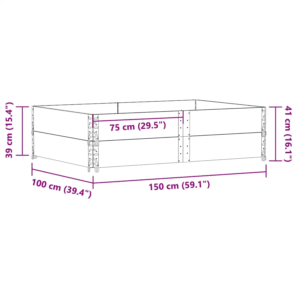 Fioriera da Giardino Nera 150x100 cm in Legno Massello di Pino 3295416