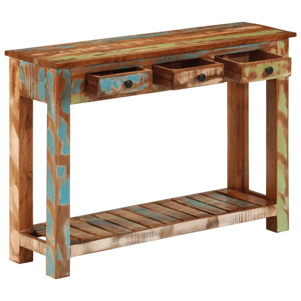 Tavolo Consolle 110x30x76 cm in Legno Massello Riciclato