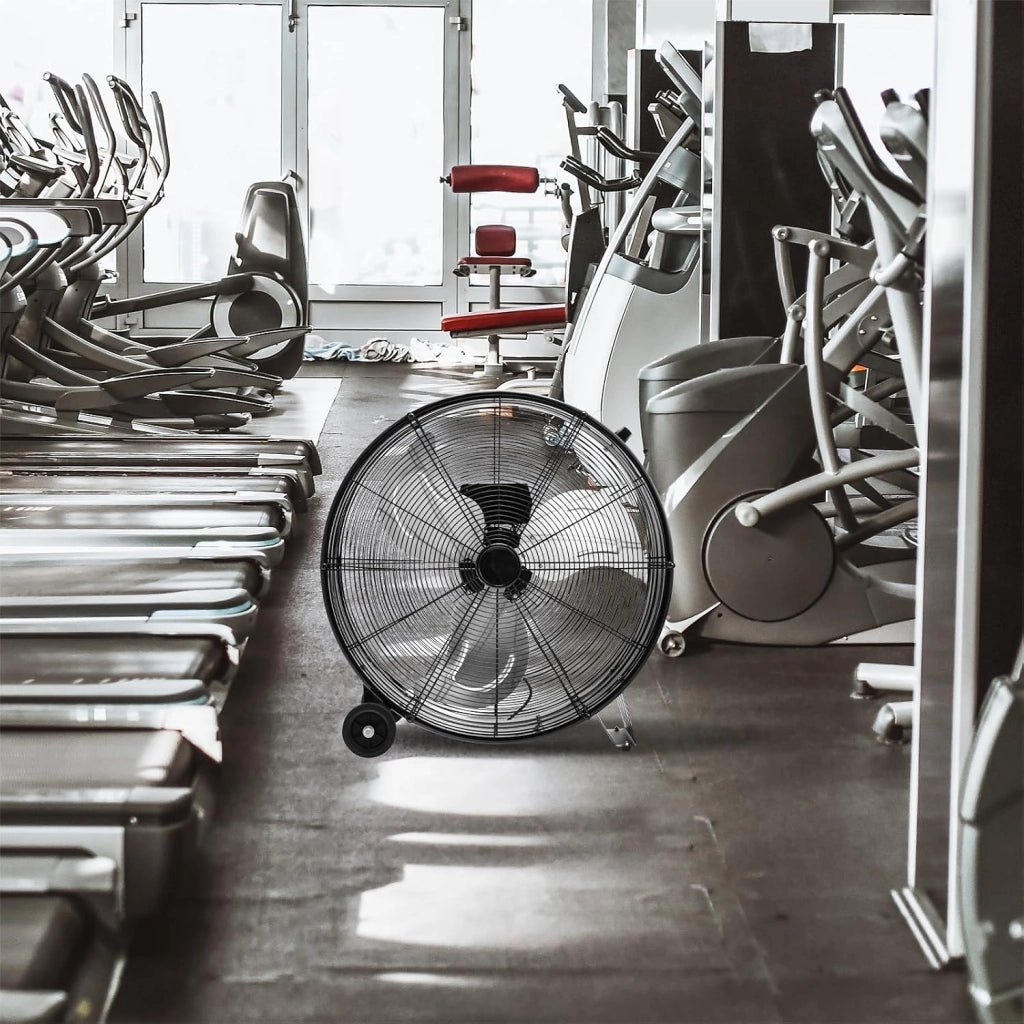 Ventilatori da Pavimento, 3 Velocità di Vento Regolabili, Ventilatore Industriale in Metallo, 2 Ruote in Gomma, per Magazzino, Officina, Cantina, Ufficio, Ø60 CM (Nero)