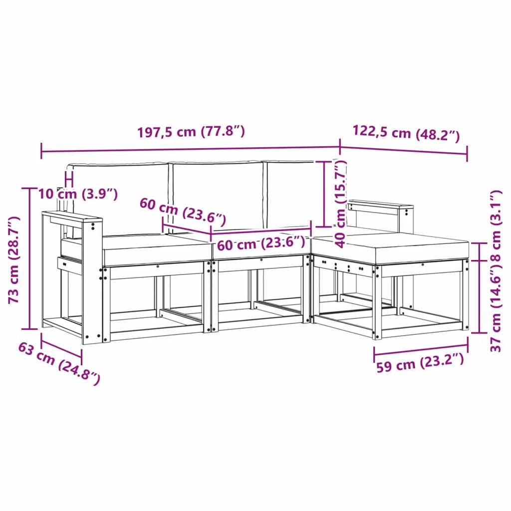 Set di divani da esterno 4 pz 3387462
