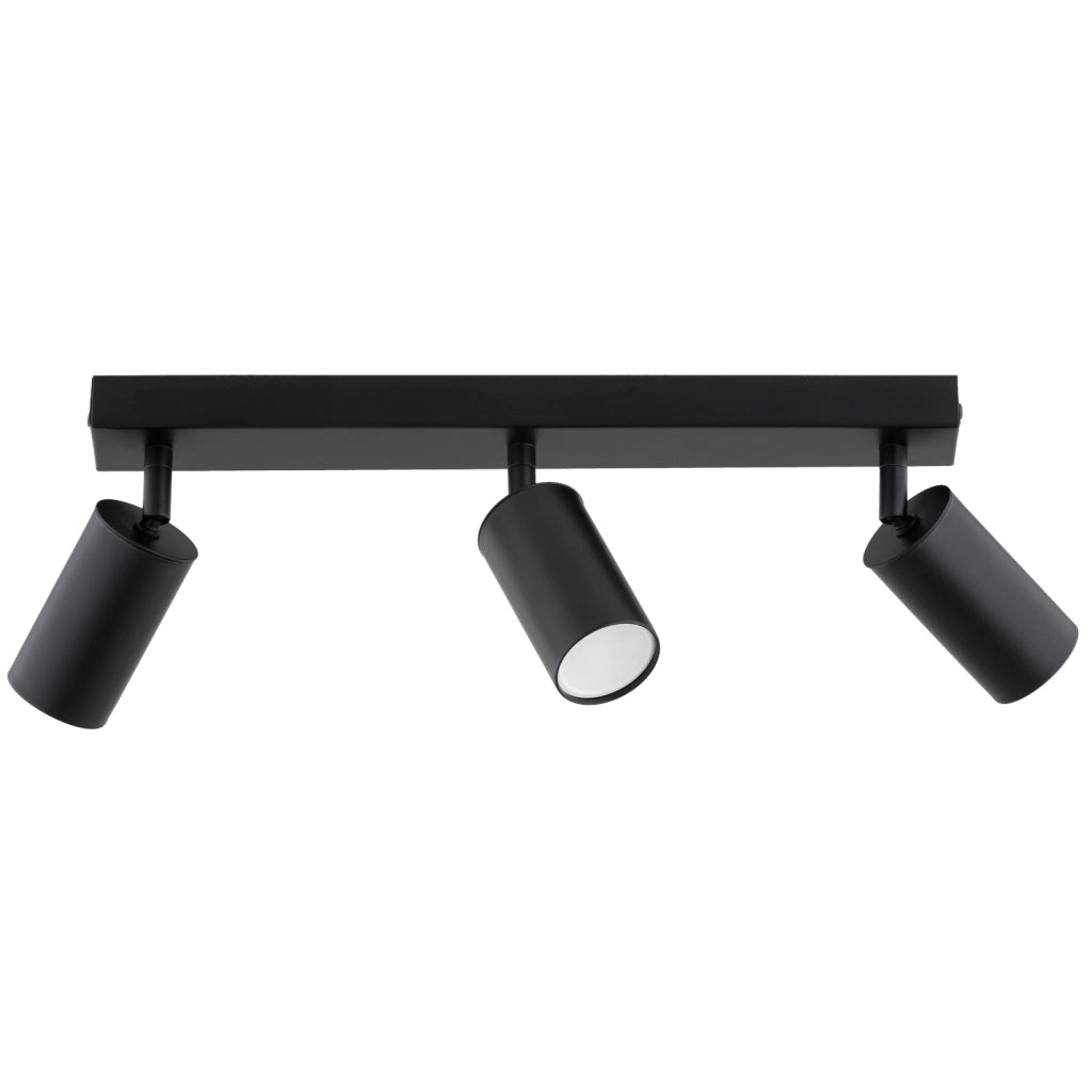 Plafoniera nera moderna barra 40cm 3 spot GU10 Alfa