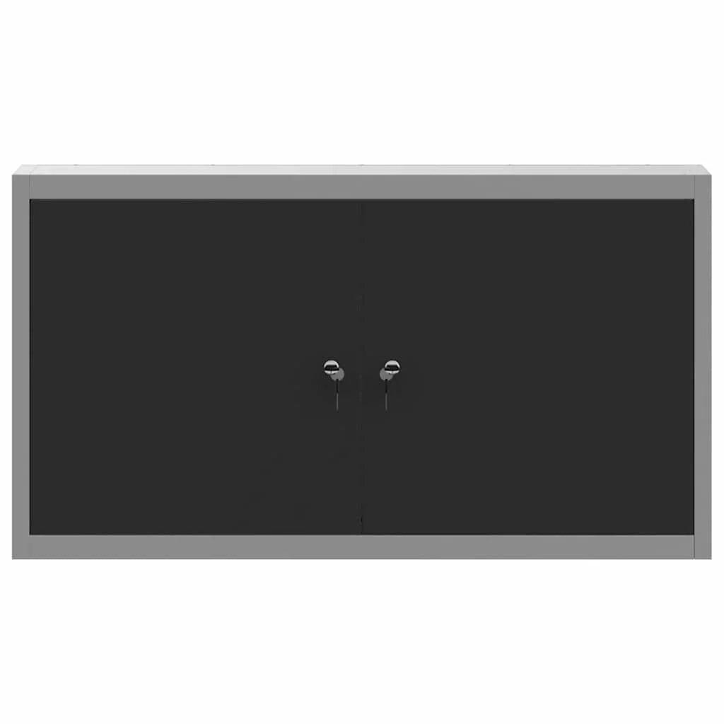 Armadio portautensili industriale dal design moderno 100 x 20 x 55 cm con ripiani regolabili e serratura di sicurezza in acciaio nero 02_0058028