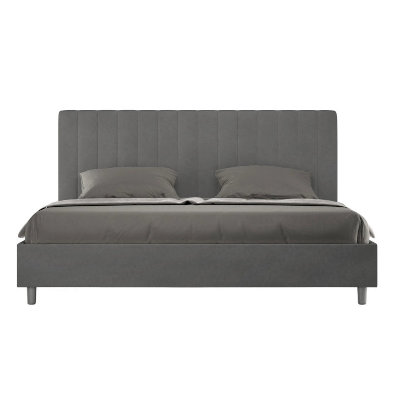 Letto imbottito Matrimoniale 190x210 cm Agueda - Senza rete,Microfibra,Grigio
