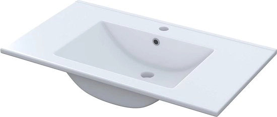 Wastafello in ceramica bianca a forma rettangolare - Dimensioni 815 cm di larghezza x 18 cm di altezza x 46 cm di profondità