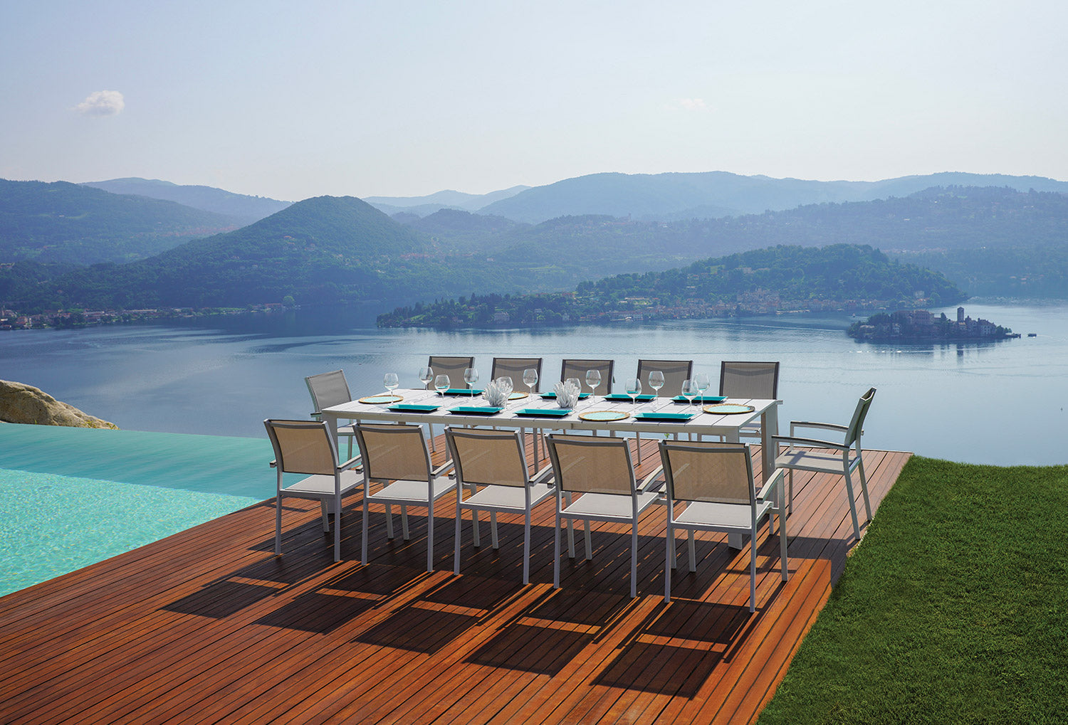 Tavolo Allungabile da Giardino 200/300x100x75 cm Nettuno in Alluminio Bianco