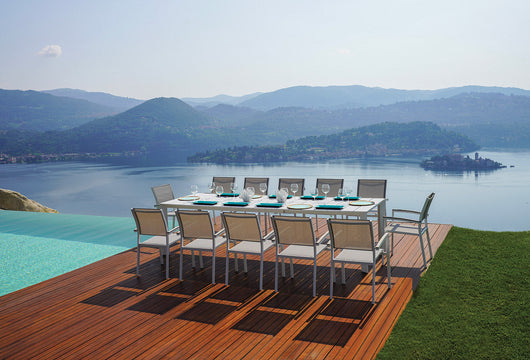 Tavolo Allungabile da Giardino 200/300x100x75 cm Nettuno in Alluminio Bianco