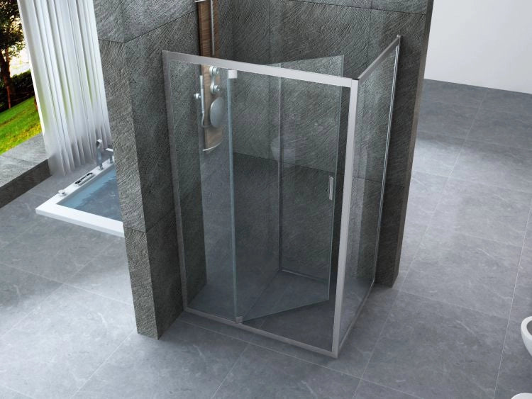 Box doccia Cristallo 6 mm 2 lati - Fisso piu' porta semi battente Trasparente - Misura: 80 x 140 x H190 cm 