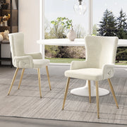 Set di 2 sedie in velluto 62.23x58.42x55.88 cm con gambe in metallo beige