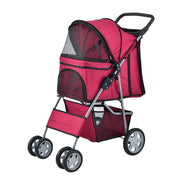Passeggino Niceville per Cani e Gatti Fino a 15 kg Carrello Pieghevole - Rosso pro.tec