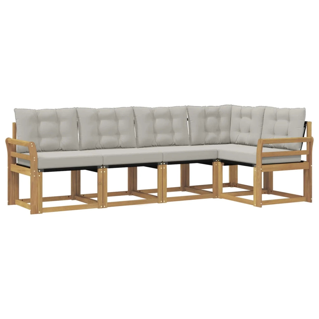 Set di divani da esterno 5 pz Bianco e Grigio Chiaro 3389477