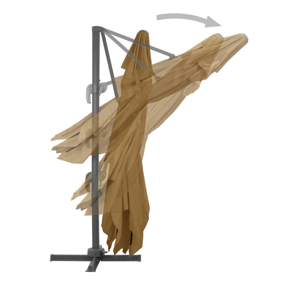 Ombrellone da giardino a sbalzo con palo in alluminio 400x300 cm tortora 44639