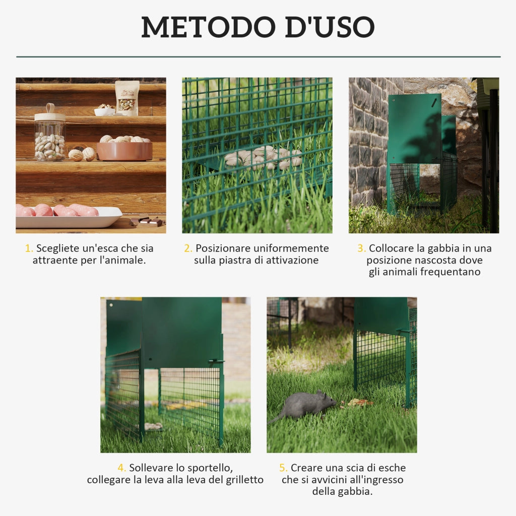 Gabbia Trappola per Animali Vivi ¨C zephmum ¨C Verde Scuro 80x25x30cm