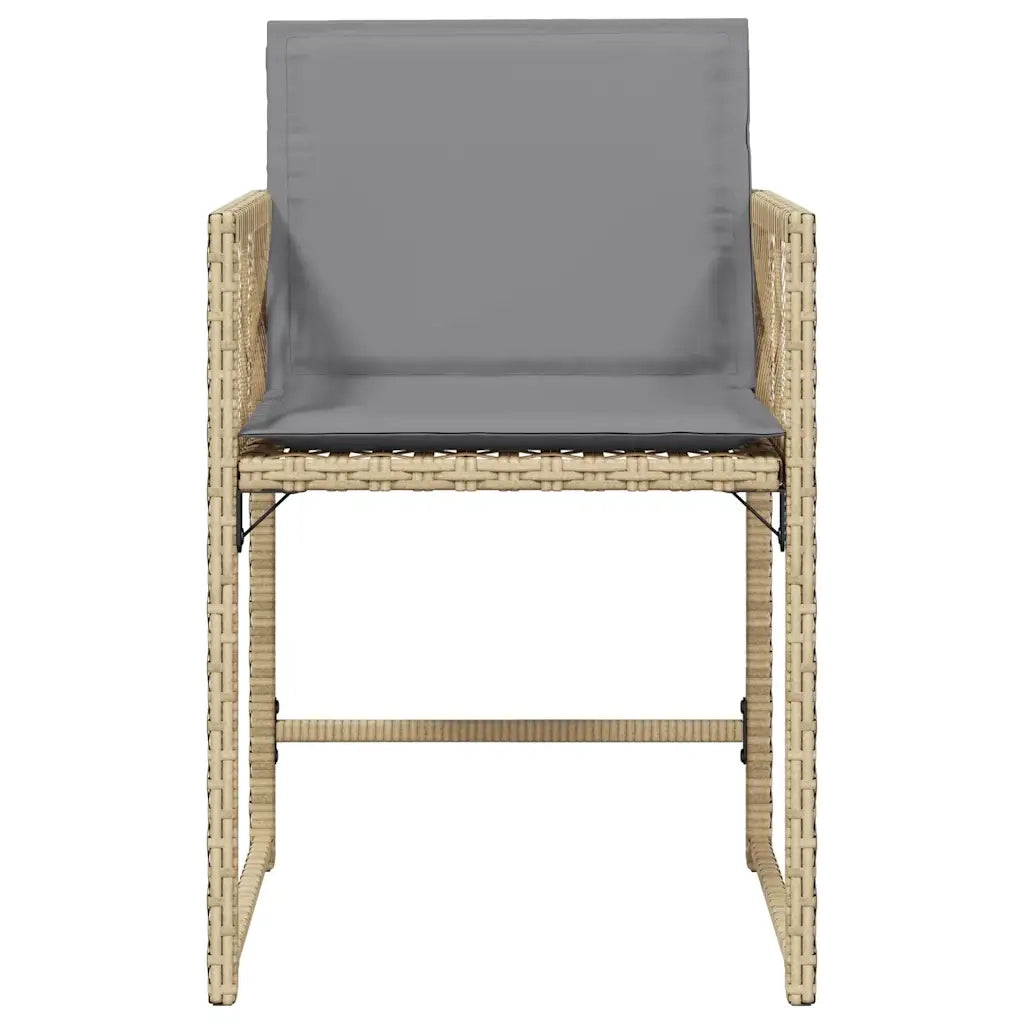 Sedie da Giardino con Cuscini 4 pz Beige Misto in Polyrattan 365023