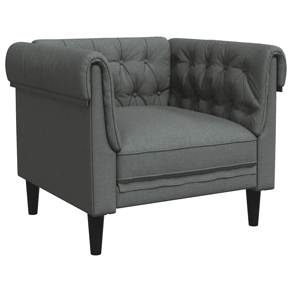 Divano Sedia-Poltrona Chesterfield Grigio Scuro in Tessuto