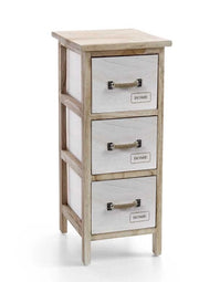 CASSETTIERA SLIM HOME IN LEGNO A 3 CASSETTI 26X32XH62CM BIANCO E LEGNO NATURALE
