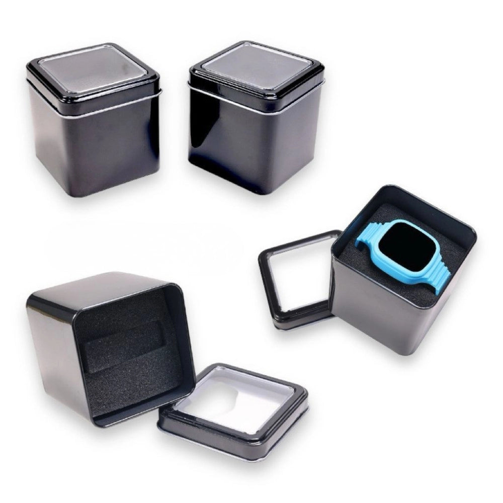 Trade Shop - Scatola In Metallo Con Finestra Trasparente E Spugna Interna 7.5x7.5x12 Cm -