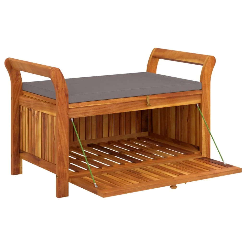 Panca da giardino mobili da esterno per patio contenitore da giardino con cuscino 91 cm legno di acacia 02_0011809