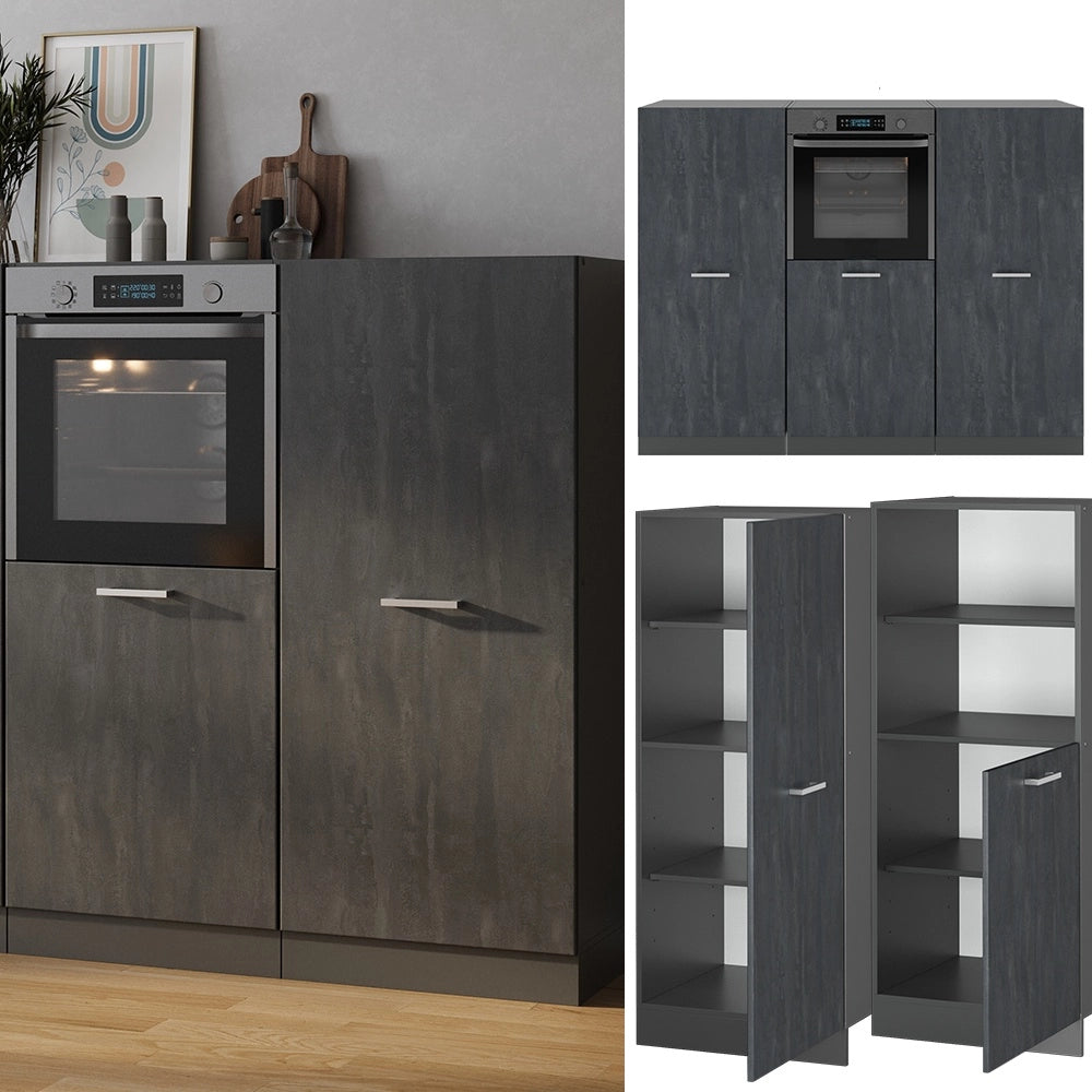 Cucine componibili piccole R-Line Calce nera/Antracite 180 cm senza piano di lavoro Vicco
