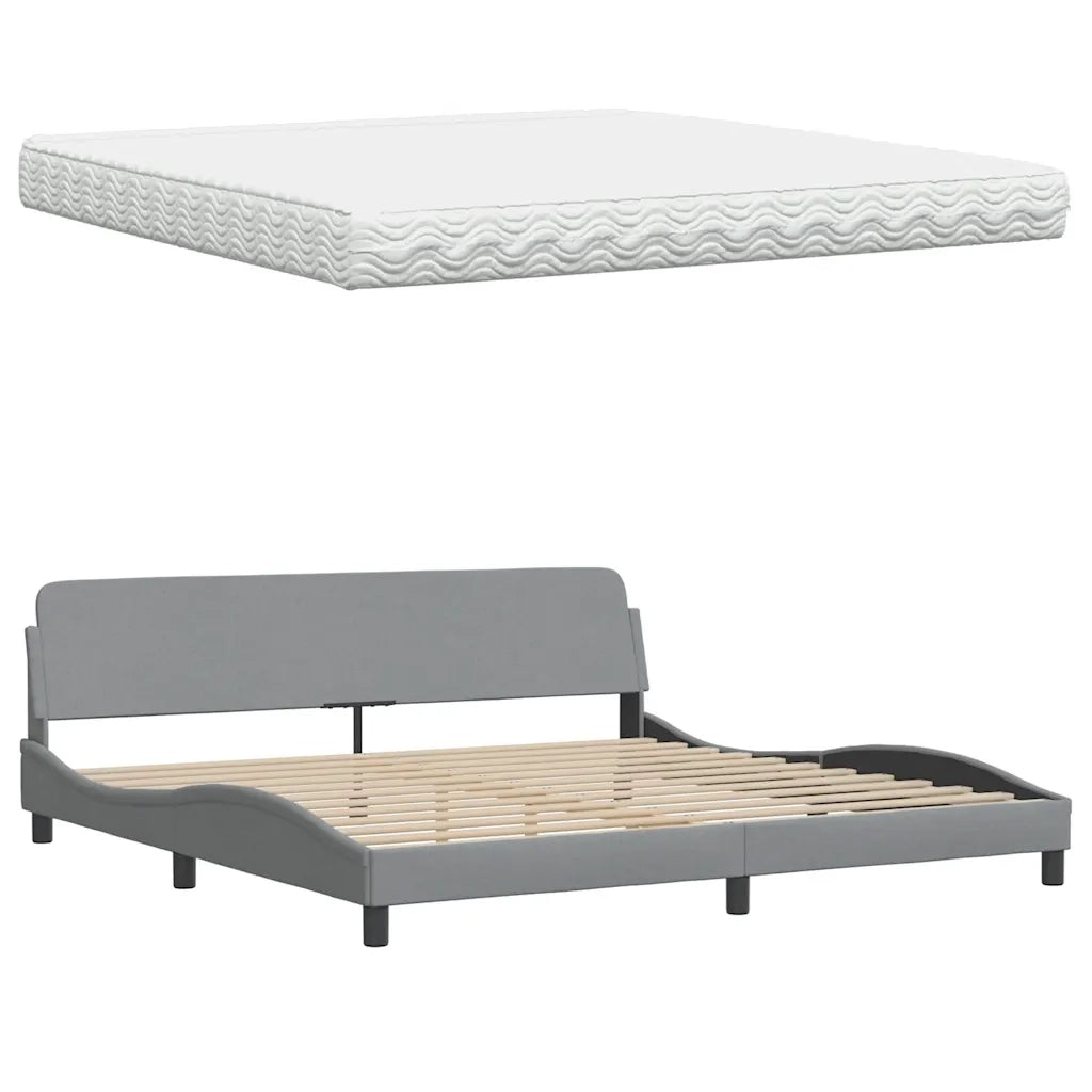 vidaXL Letto con Materasso Grigio Chiaro 200x200 cm in Tessuto
