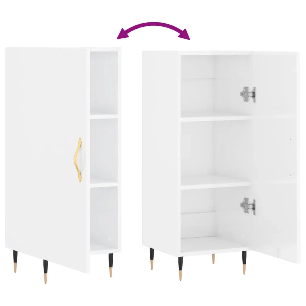 Credenza Bianco Lucido 34,5x34x90 cm in Legno Multistrato 828518