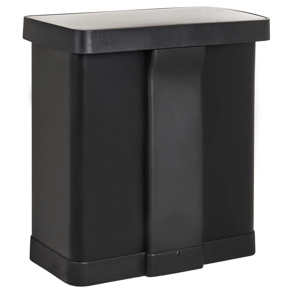 Cestino doppio con pedale e coperchio metallo Materiale sintetico Nero Cucina moderna Riciclabile