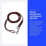 Cintura per cani robusta - Lunghezza 2,1 metri - Manico comodo con rivestimento - Cintura per cani con chiusura - Foderato in pelle resistente - Adatto per cani di taglia media - Attrezzo per cani