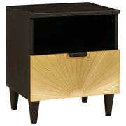 Set di 2 Comodini | Armadio da Notte | Mobiletto da notte Nero e Oro 40 x 33 x 46 cm