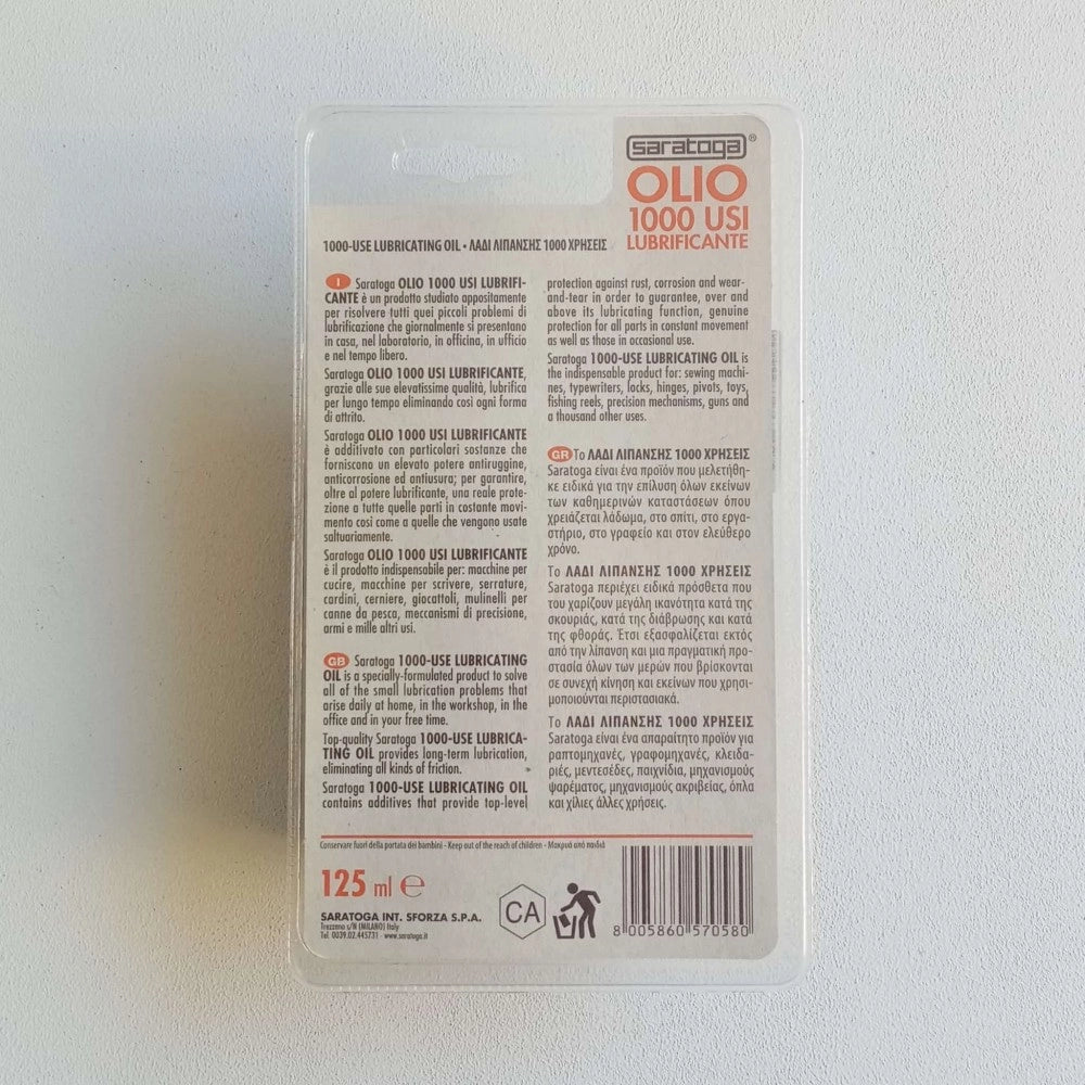 Saratoga 125ml olio milleusi lubrificante in blister