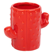Portapenne cactus in ceramica rossa 13,5x7,8x11h