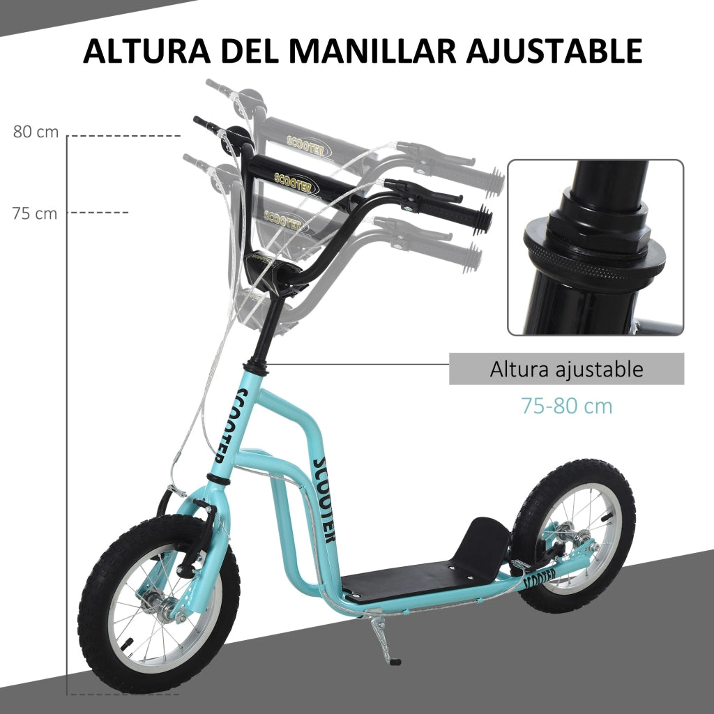 Monopattino per Bambini ¨C Xylo ¨C Manubrio Regolabile Acciaio 100kg 120x58x75-80cm Blu