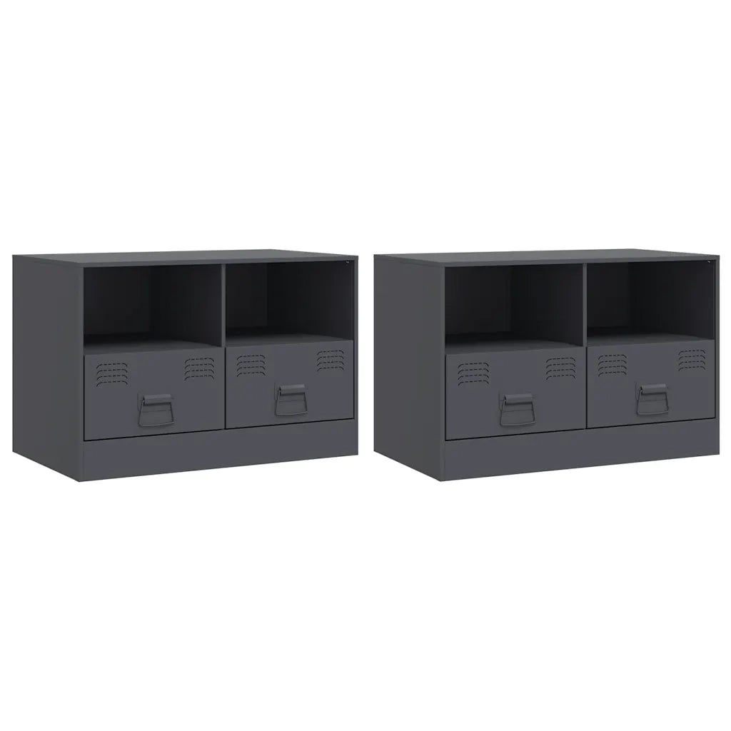 Mobili TV 2 pz | Armadietto TV | Mobile Porta TV Antracite 67x39x44 cm in Acciaio