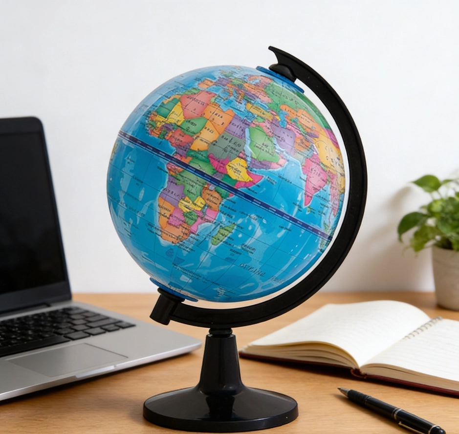 Mappamondo rotante educativo da tavolo, globo terrestre geografico per studio e decorazione casa ufficio