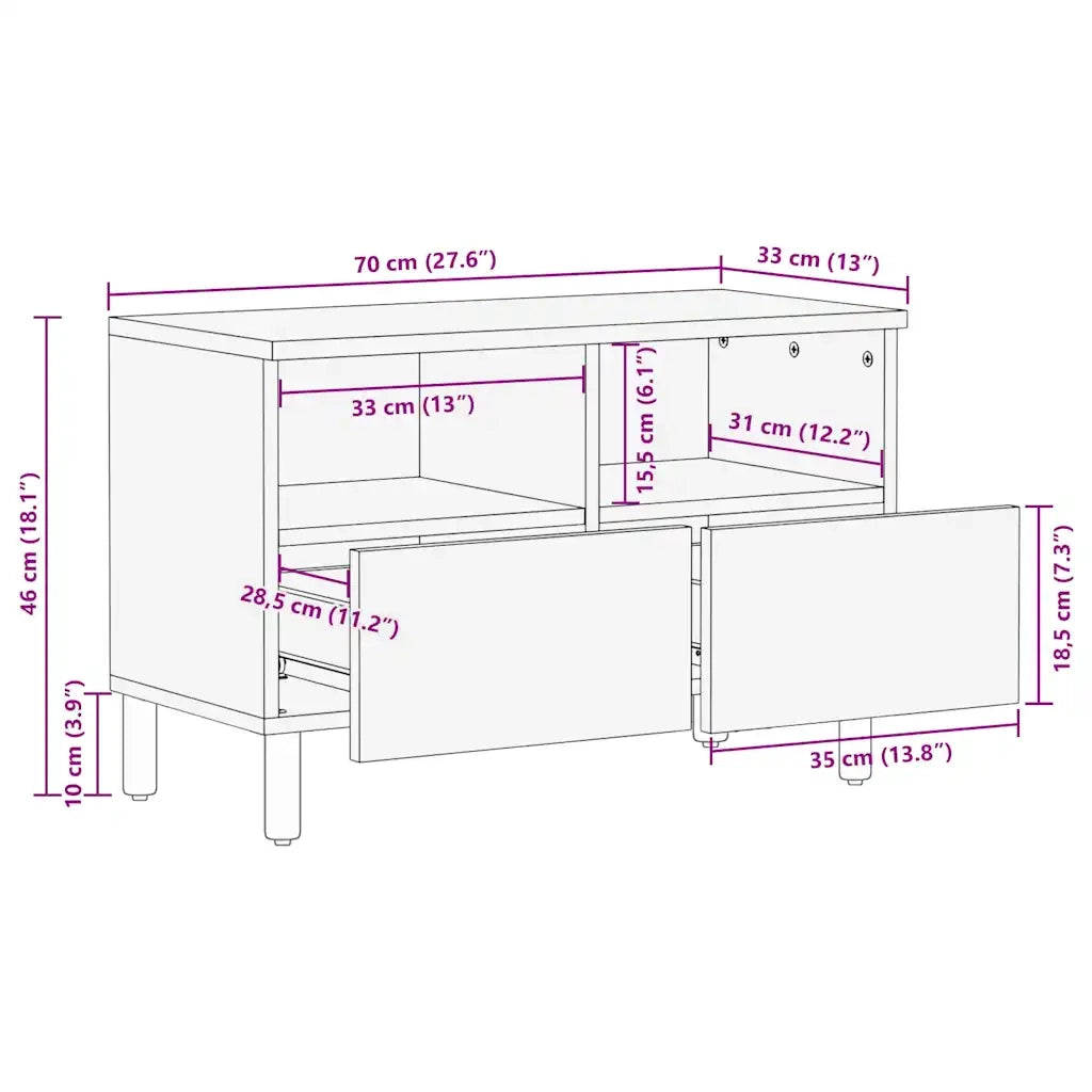 Mobile TV con cassetto Finitura Marrone Acacia 70 x 33 x 46 cm 4017901