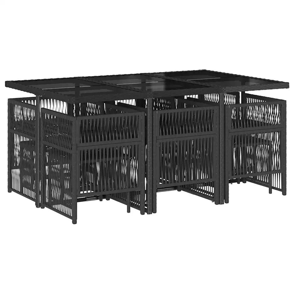 Set da Pranzo da Giardino 11 pz con Cuscini in Polyrattan Nero 3210967