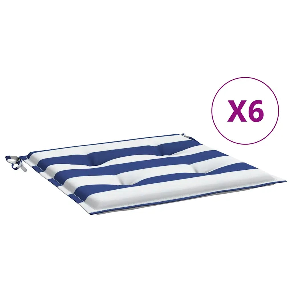 Cuscini per Sedia 6 pz Strisce Bianche e Blu 40x40x4 cm Tessuto 361013