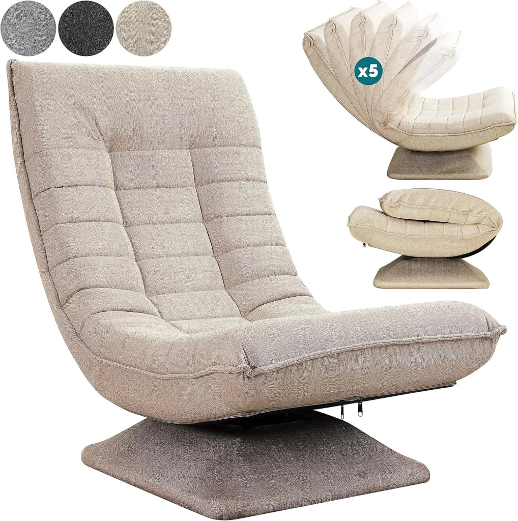 ® Poltrona Relax da Lettura con Schienale Regolabile 360° Pieghevole Portata 150kg 60x105x87cm Sedia da Pavimento Imbottita Salotto Gaming
