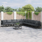 Set Divano da Giardino con cuscino 9 pcs Nero Alluminio 3378876