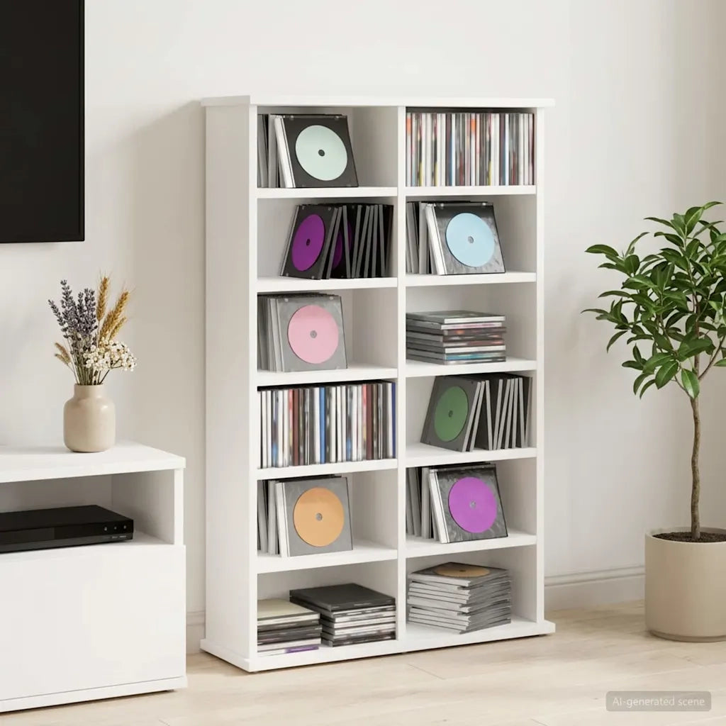 Mobile per CD Bianco 60 x 17 x 92 cm Legno ingegnerizzato 8012730