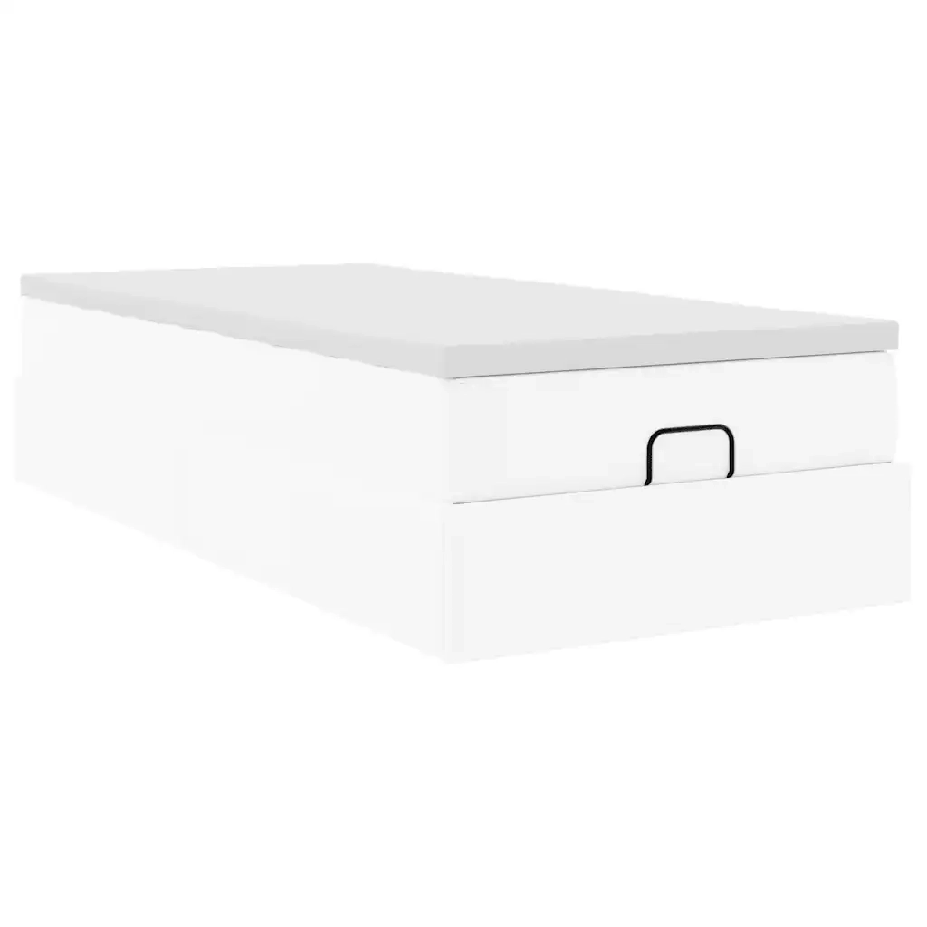 Struttura Letto Pouf con Materasso Bianco 90x200 cm Similpelle 3311017